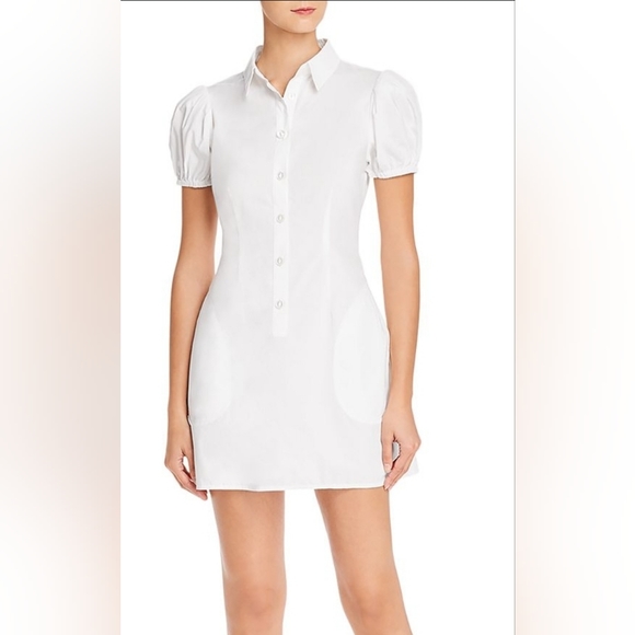 WeWoreWhat Dresses & Skirts - We Wore What Elle Pockets Puff Sleeve Mini Dress in White Size Medium‎